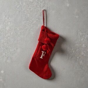 Festive Red Christmas Stocking with Initial 'F' NWOT